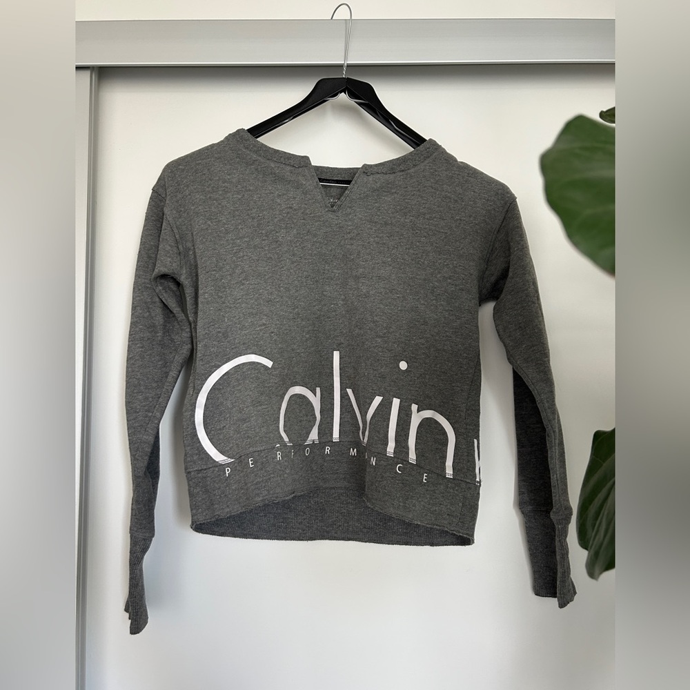 Calvin Klein Gray Crew Neck Crop Top